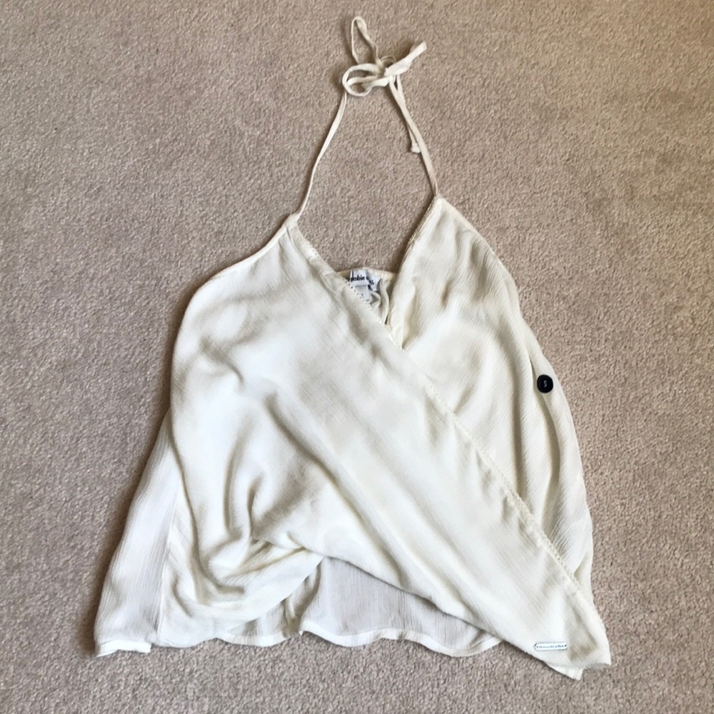 NWOT Abercrombie cream front twist halter cami